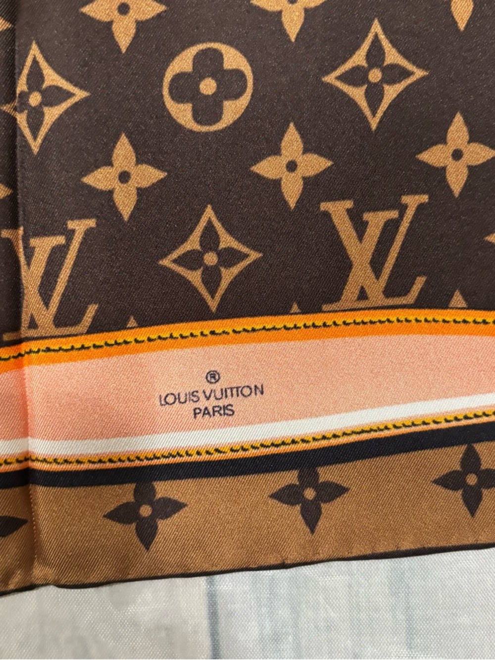 Louis Vuitton Brown Monogram SquareSilk Scarf - Picture 2 of 3